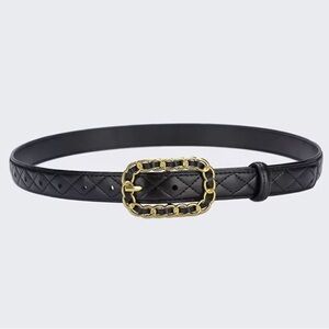 Black CHANEL inspired Belt with Gold Buckle